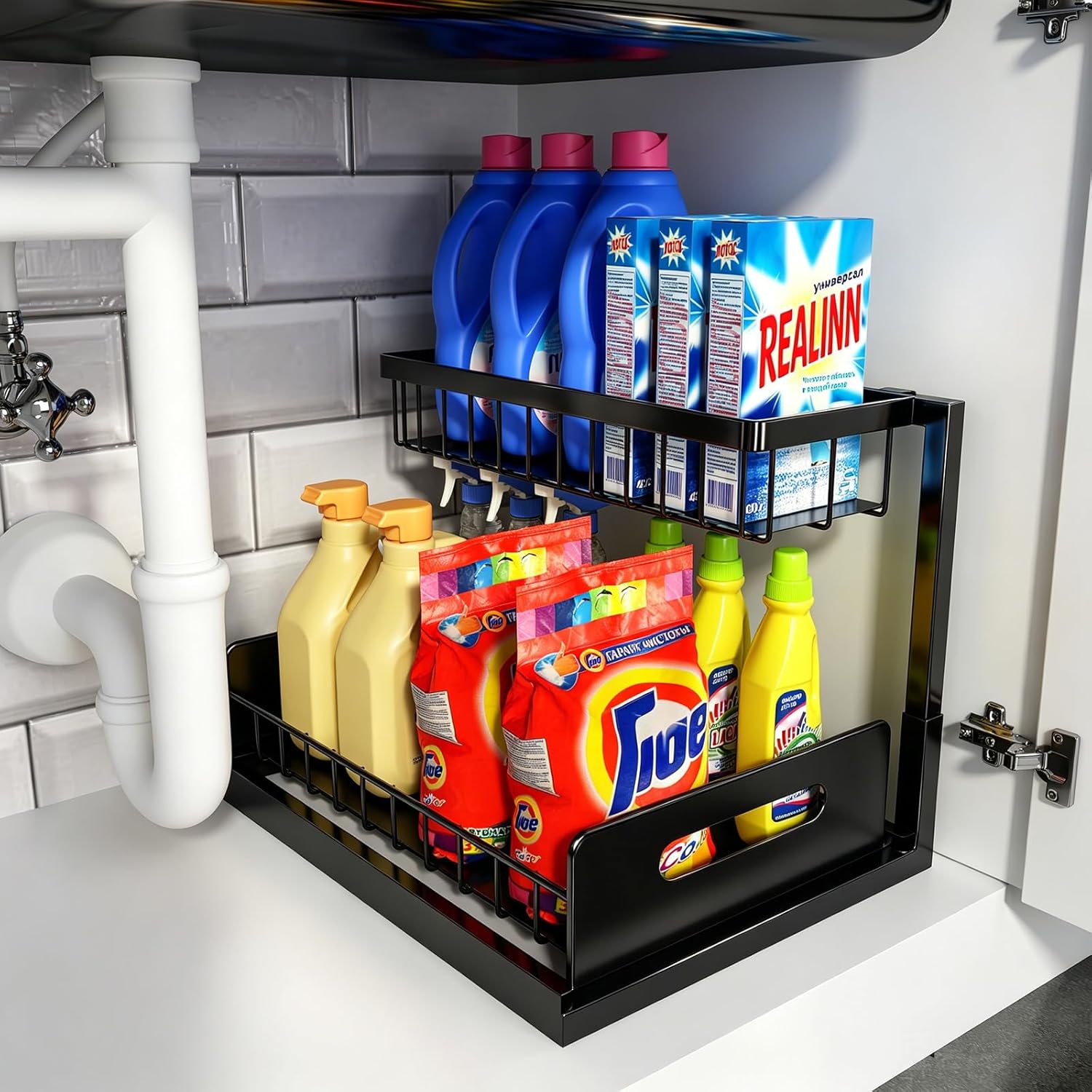 Black Under Sink Pull-Out Organizer - Under Sink Pull-Out Organizer