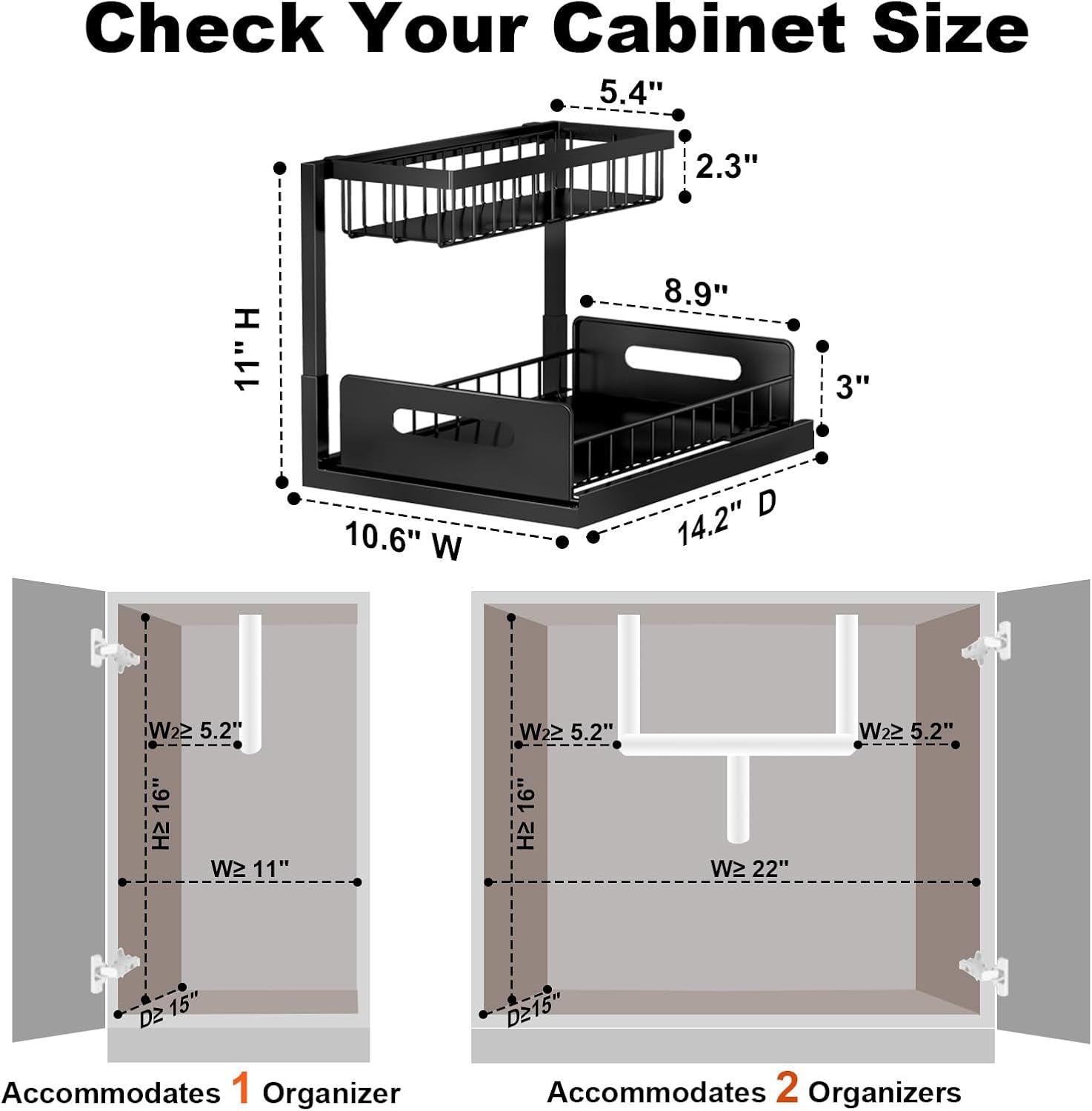 Black Under Sink Pull-Out Organizer - Under Sink Pull-Out Organizer — view 2