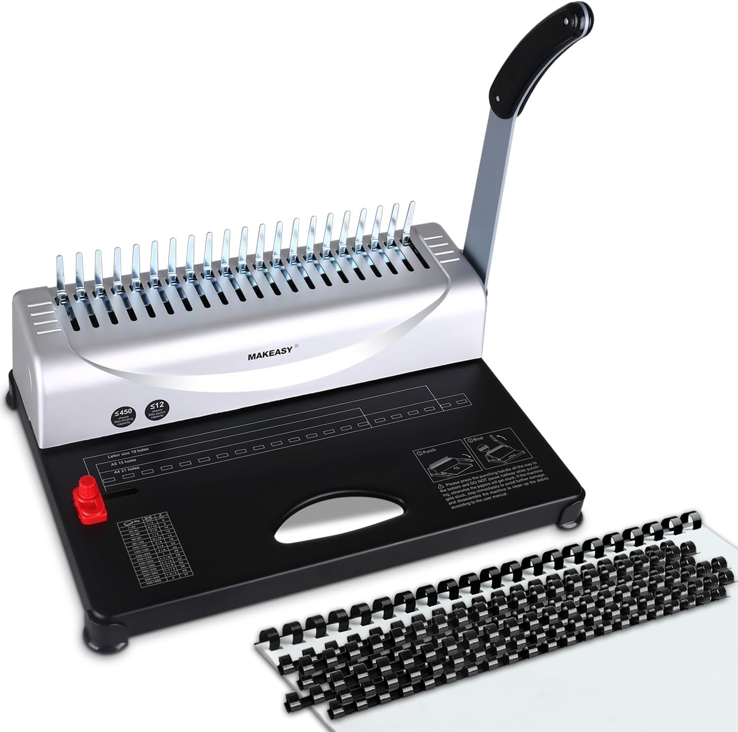 MAKEASY Grey Manual Comb Binding Machine