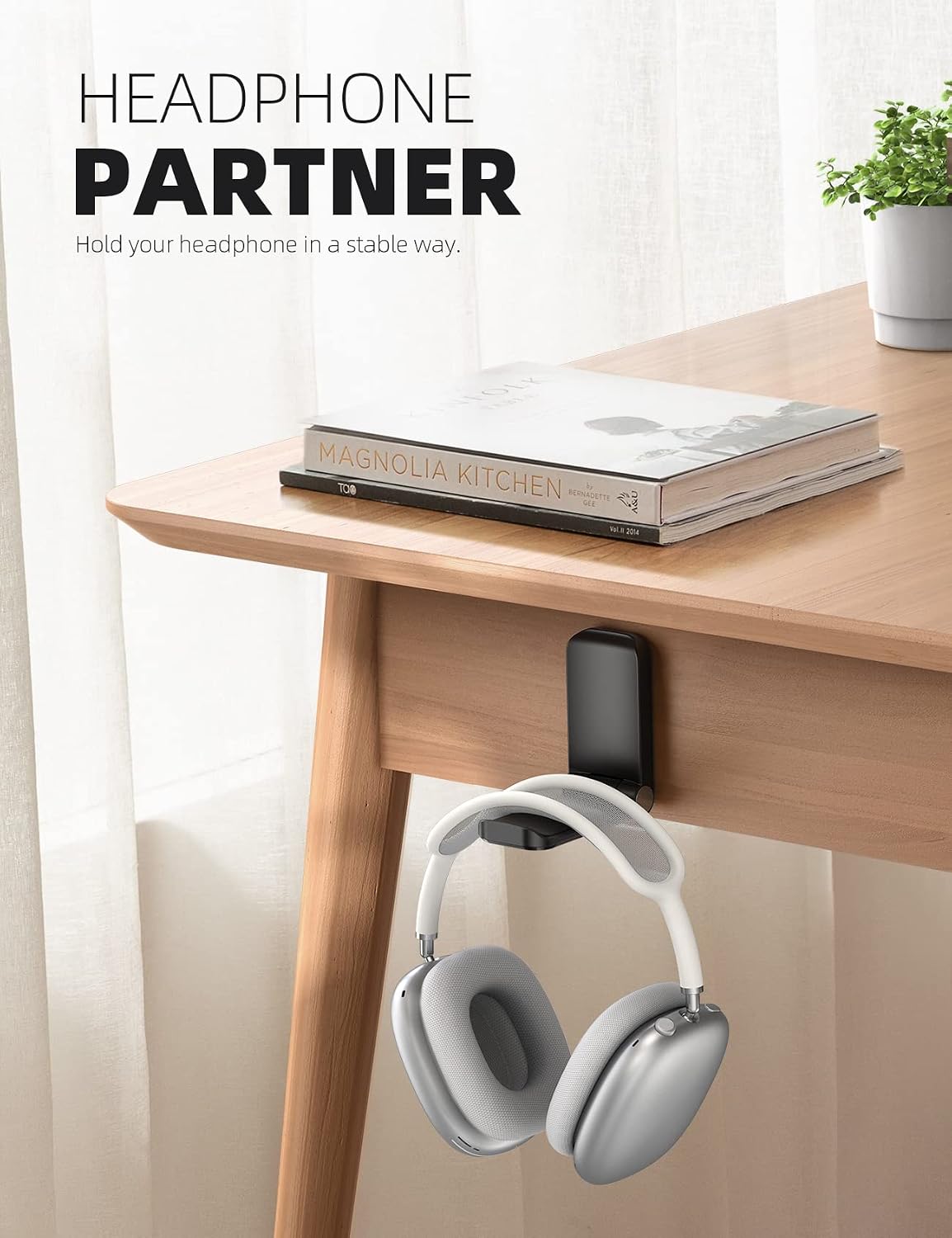 Adhesive Black Foldable Headphone Hook - Hình 2