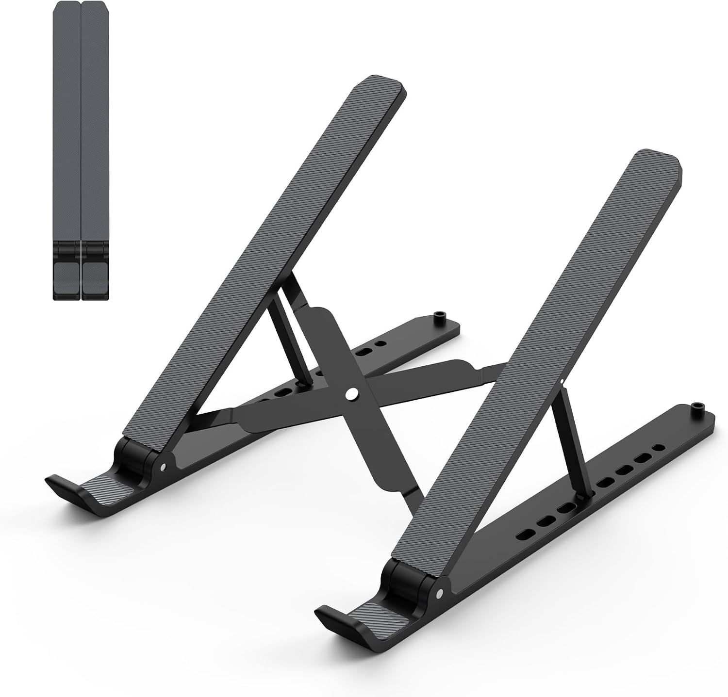 Portable Ergonomic Black Laptop Stand with 7-Level Height Adjustment