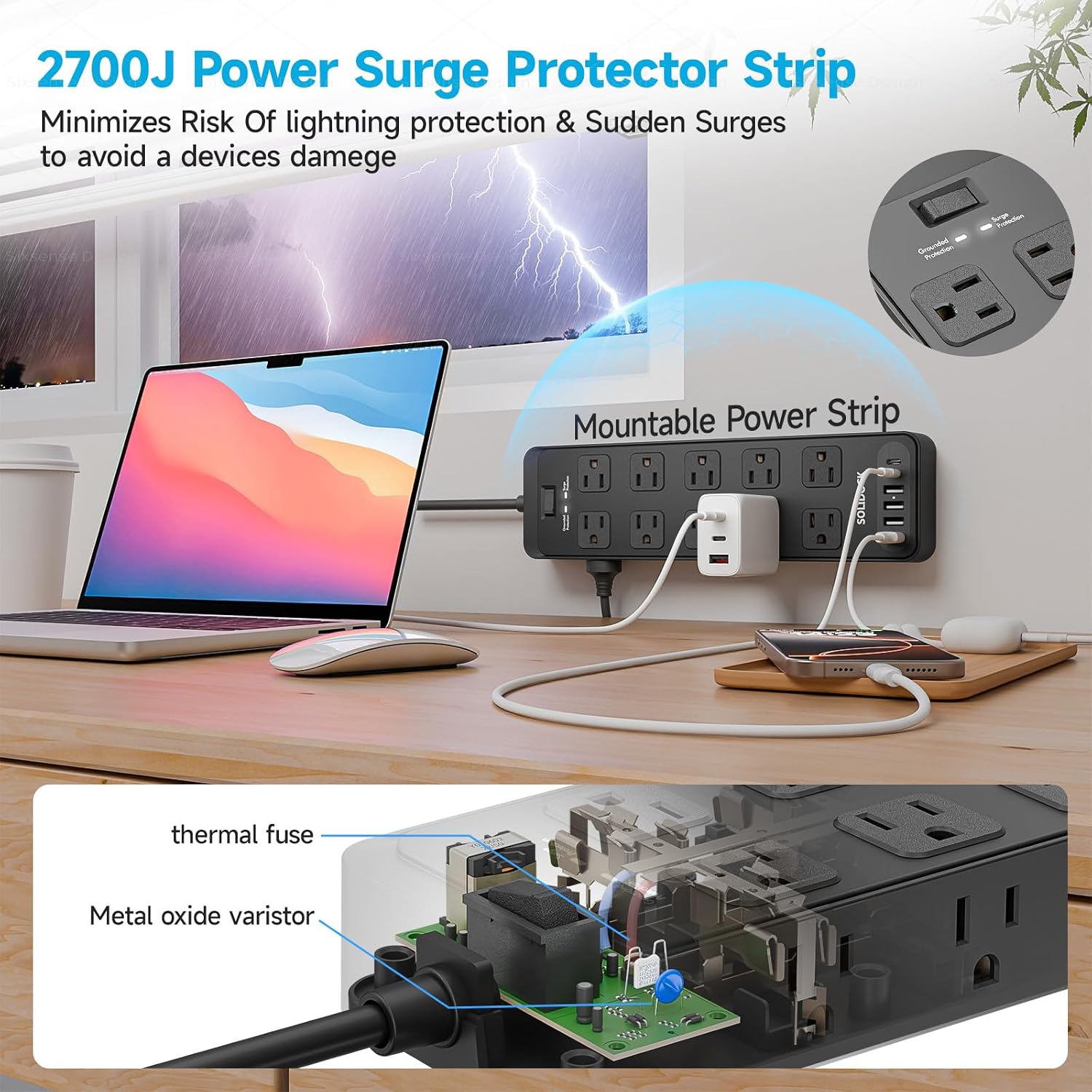 SOLIDOCK 20-Outlet Power Strip - Hình 6