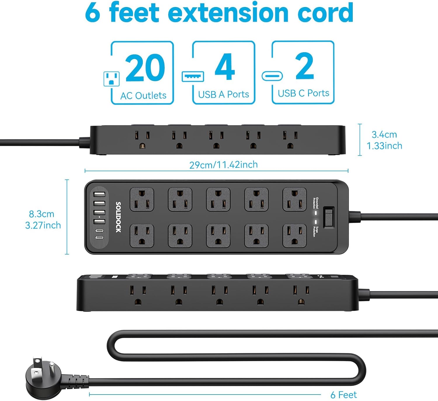 SOLIDOCK 20-Outlet Power Strip - Hình 8