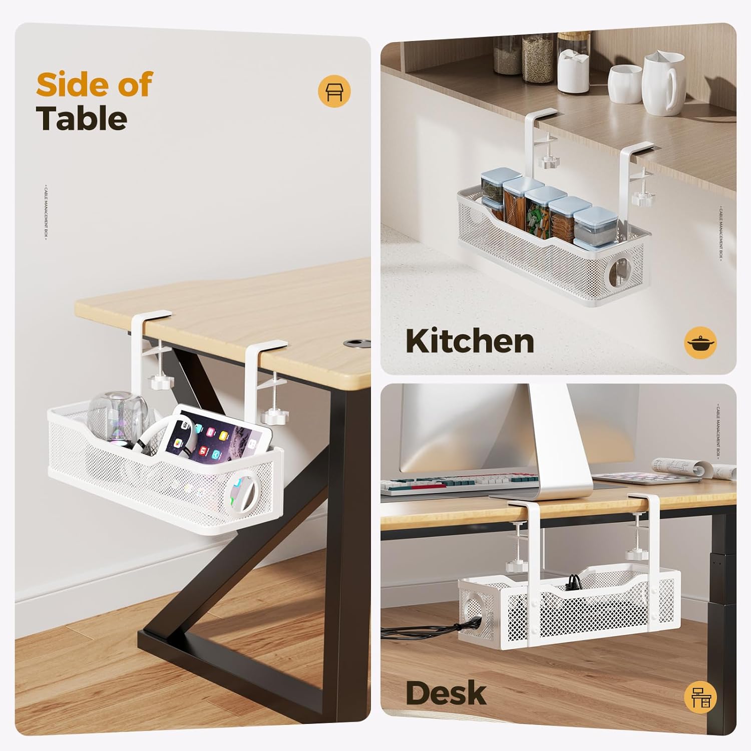 Under-Desk White Mesh Cable Tray - Hình 7