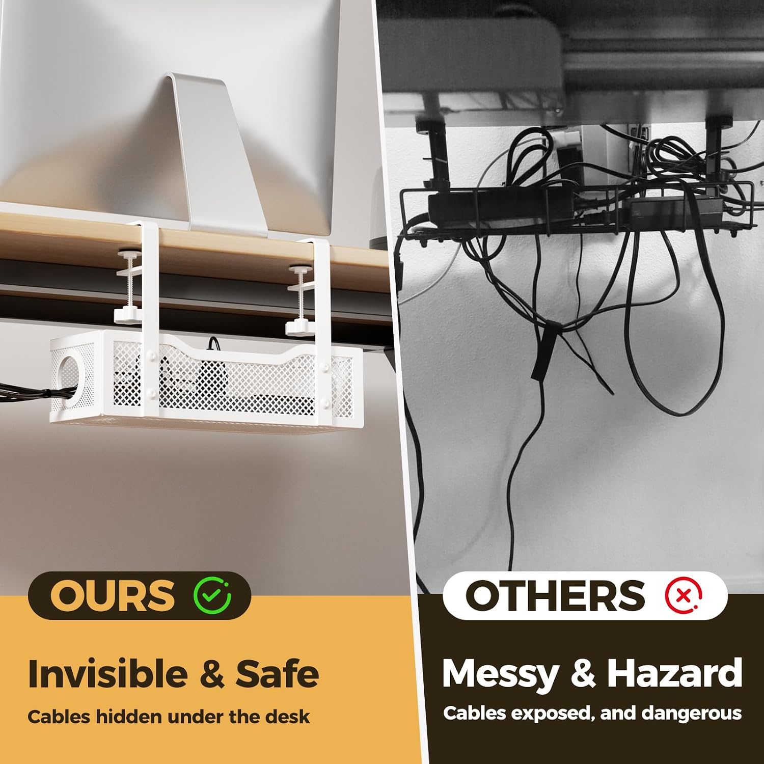 Under-Desk White Mesh Cable Tray - Hình 3