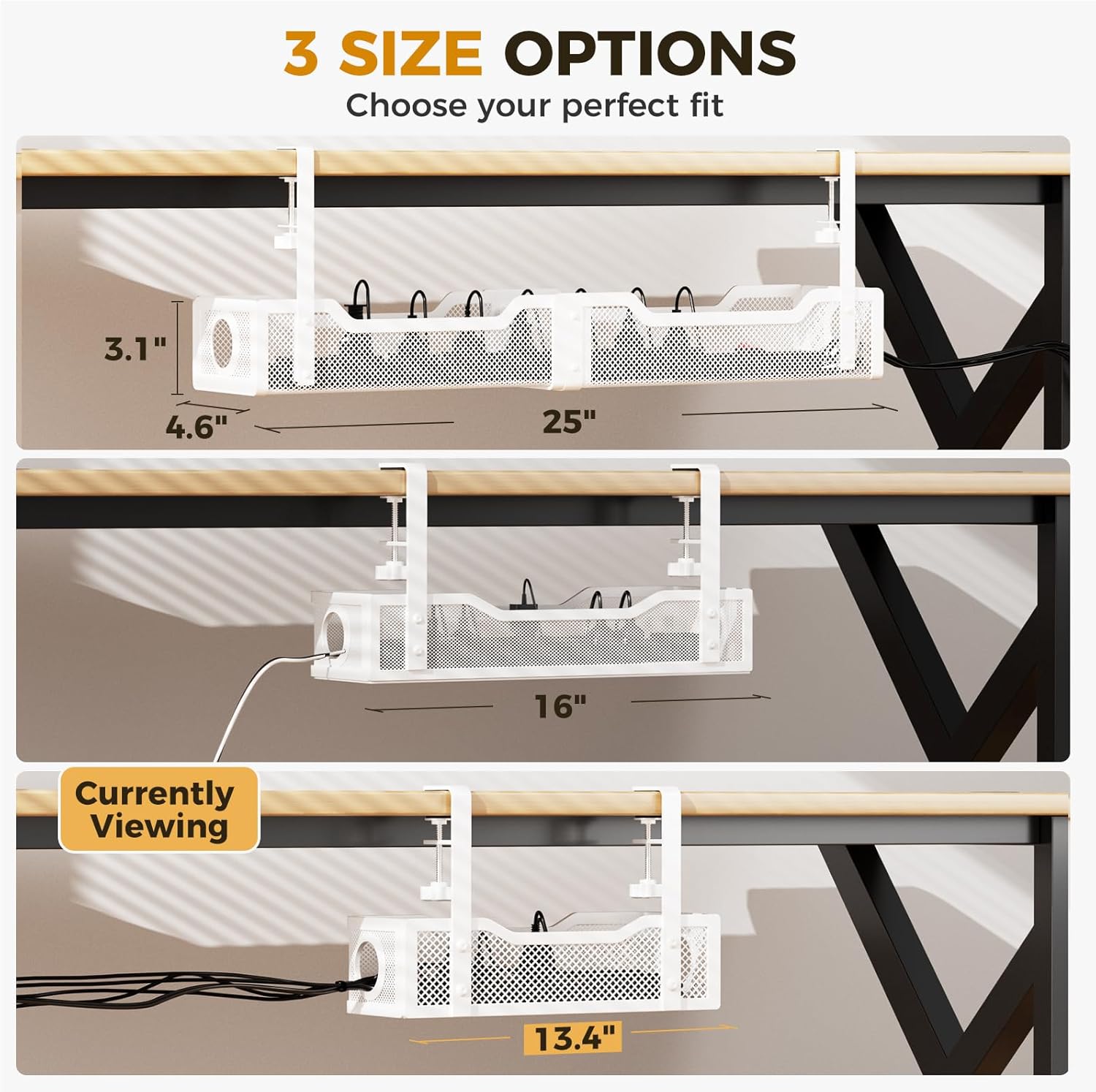 Under-Desk White Mesh Cable Tray - Hình 5