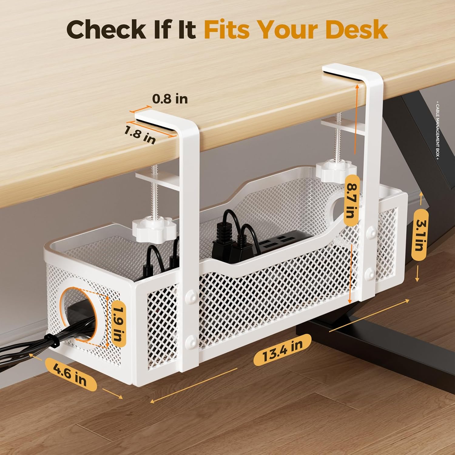 Under-Desk White Mesh Cable Tray - Hình 6