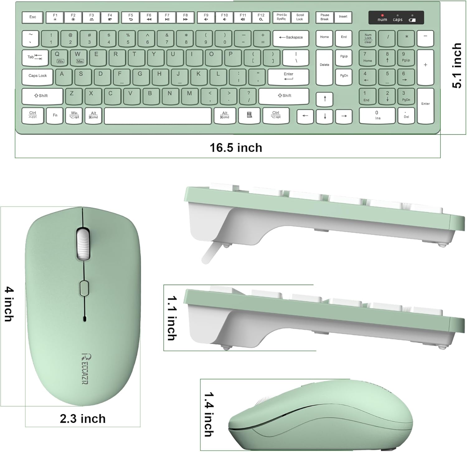 Mint Green Wireless Keyboard and Mouse Set - Hình 9