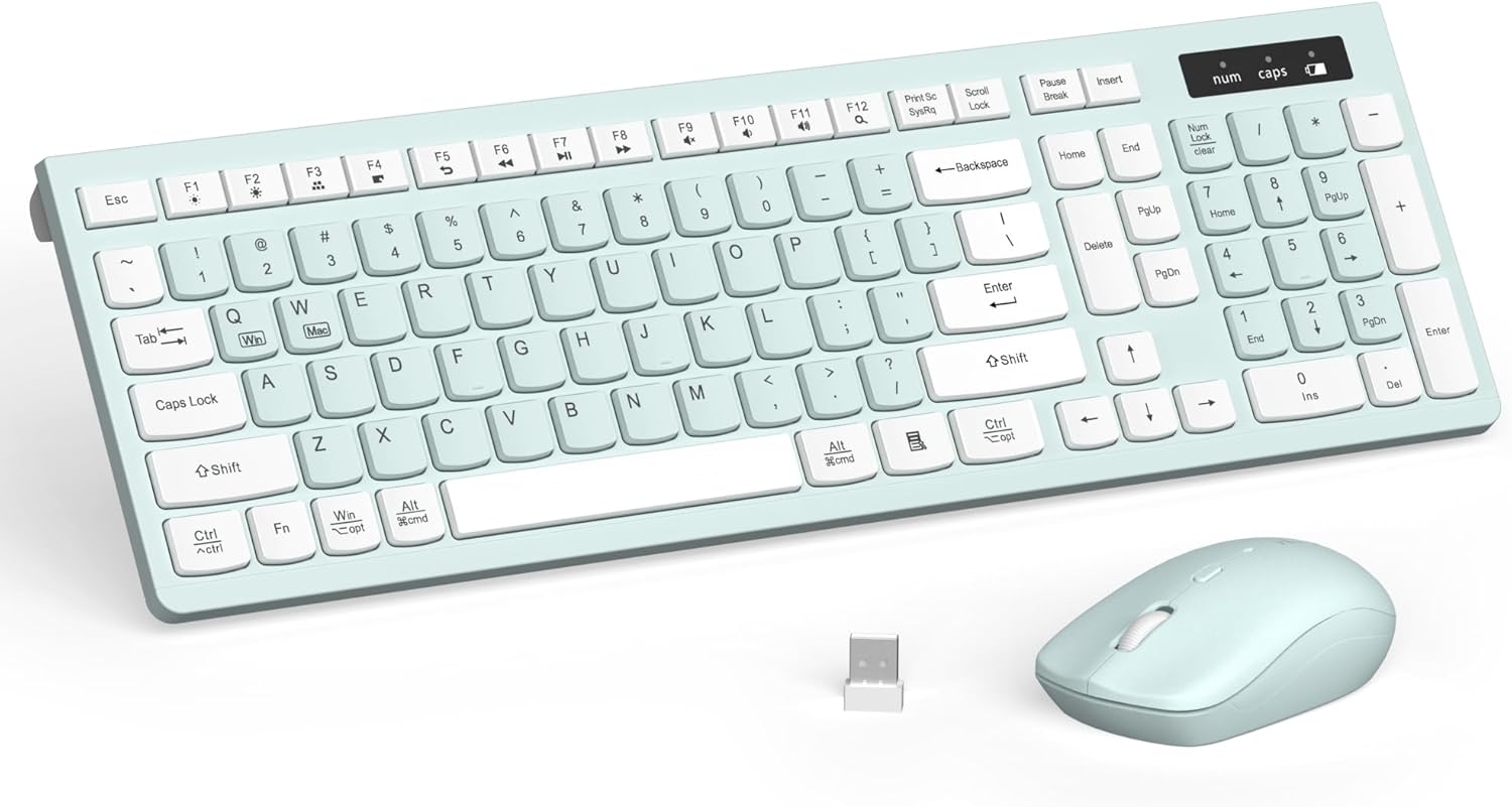 Mint Green Wireless Keyboard and Mouse Set - Hình 11