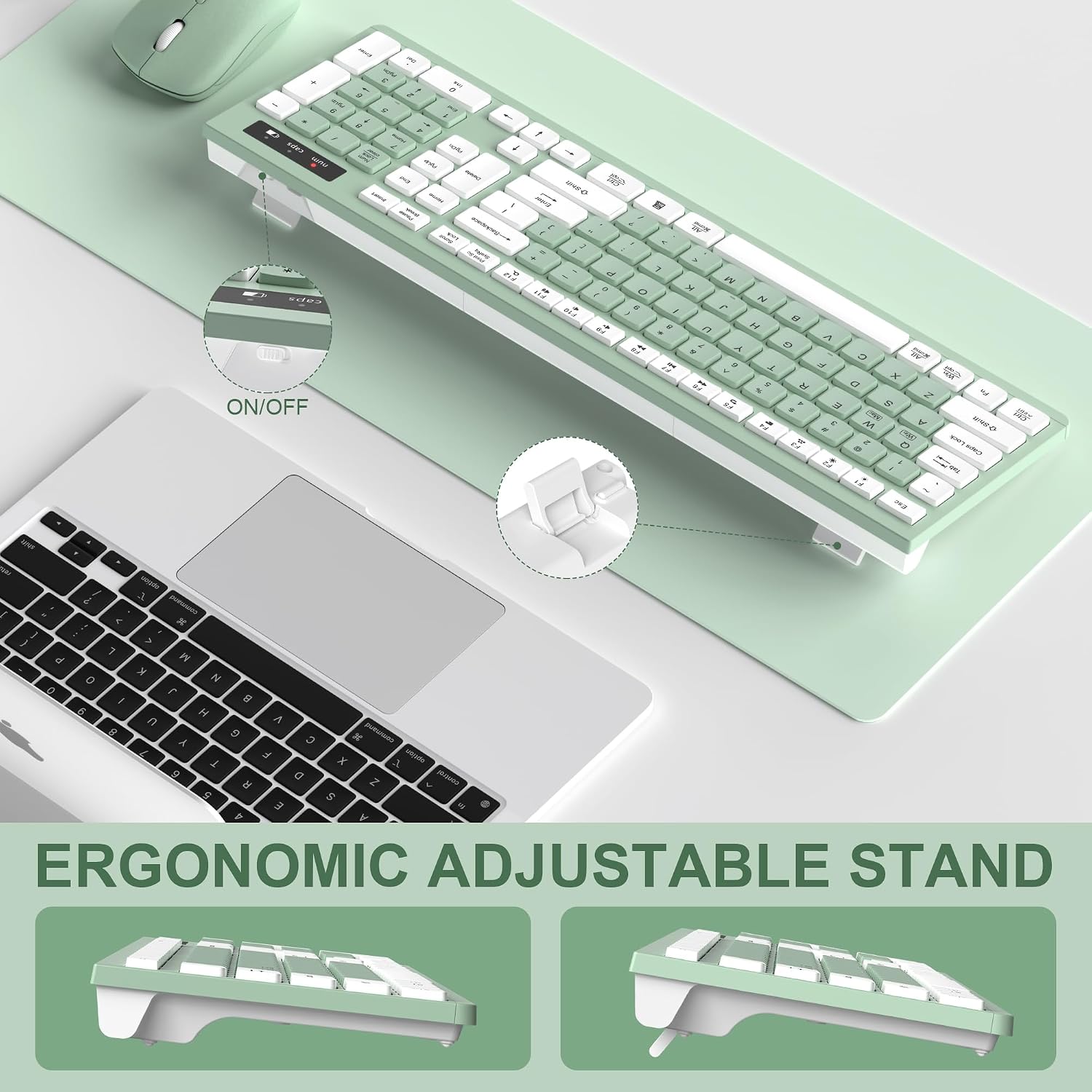 Mint Green Wireless Keyboard and Mouse Set - Hình 7
