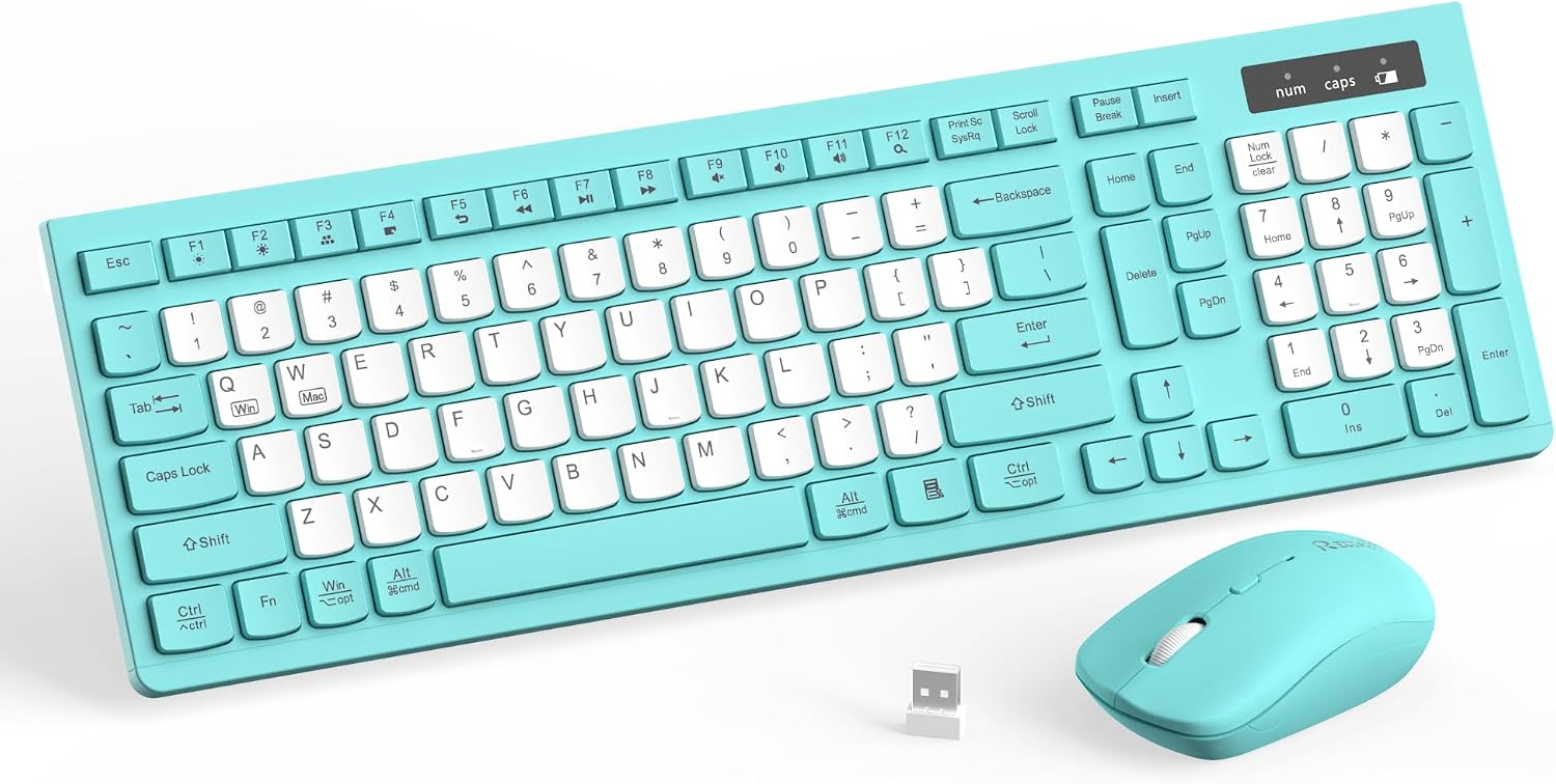 Mint Green Wireless Keyboard and Mouse Set - Hình 12