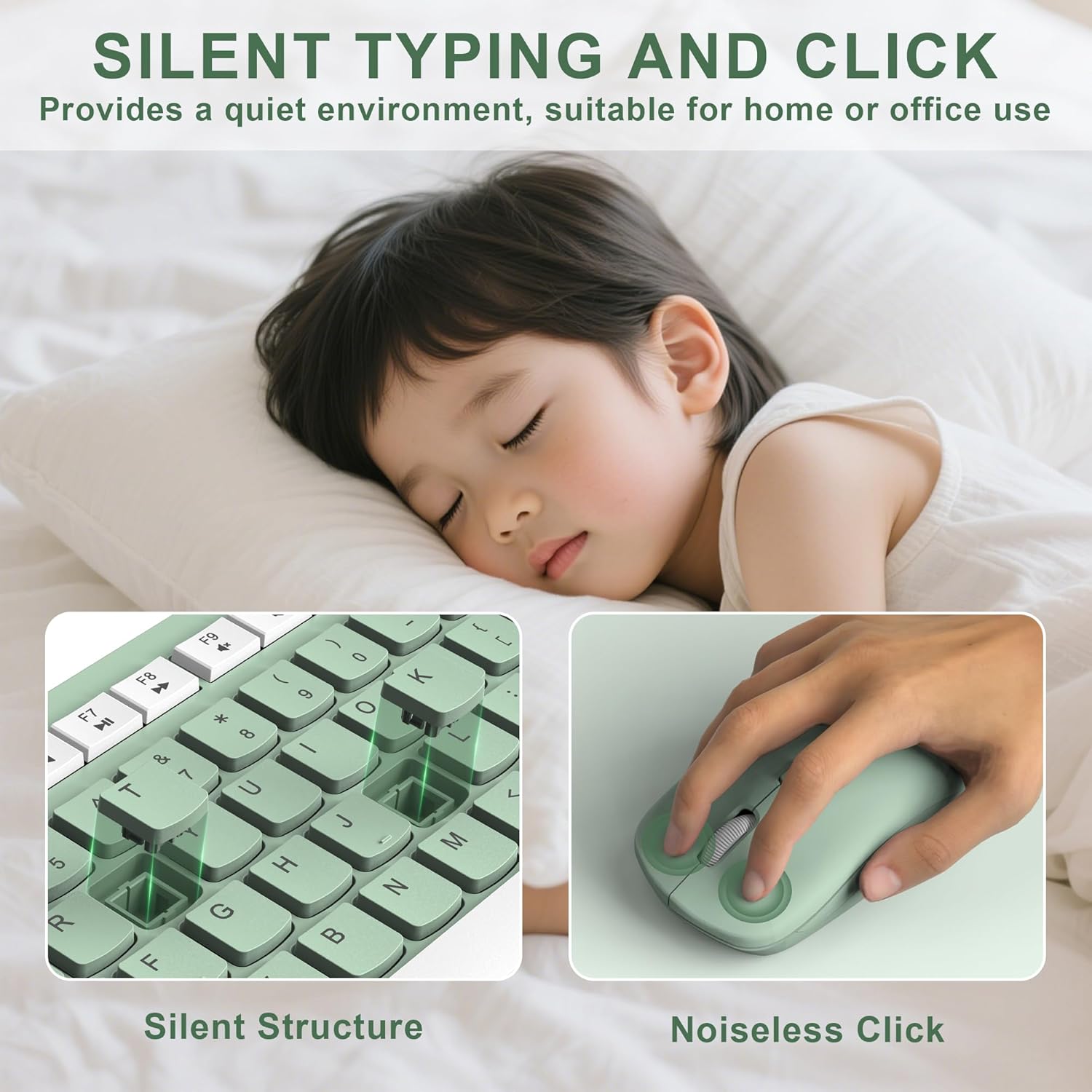 Mint Green Wireless Keyboard and Mouse Set - Hình 3