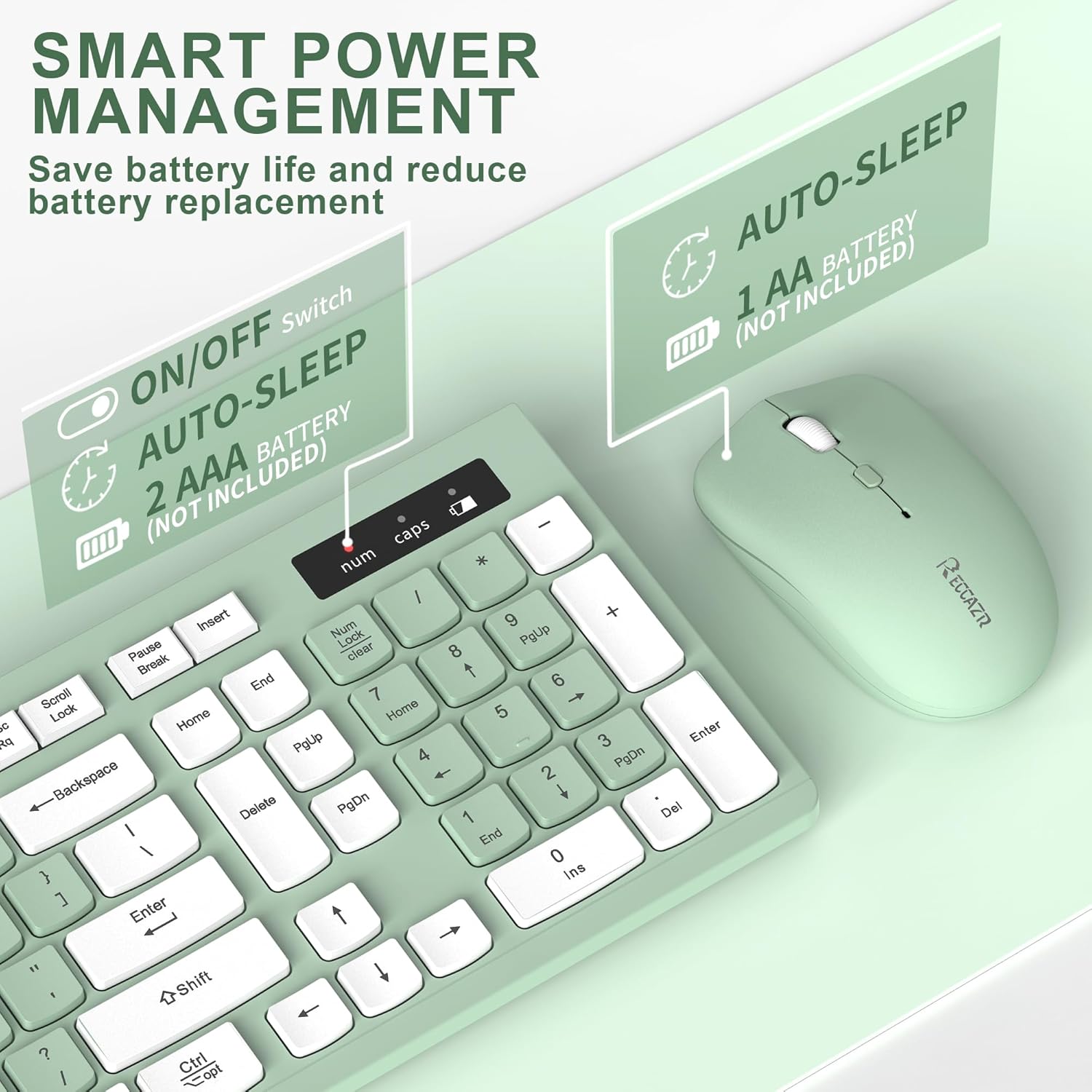 Mint Green Wireless Keyboard and Mouse Set - Hình 5