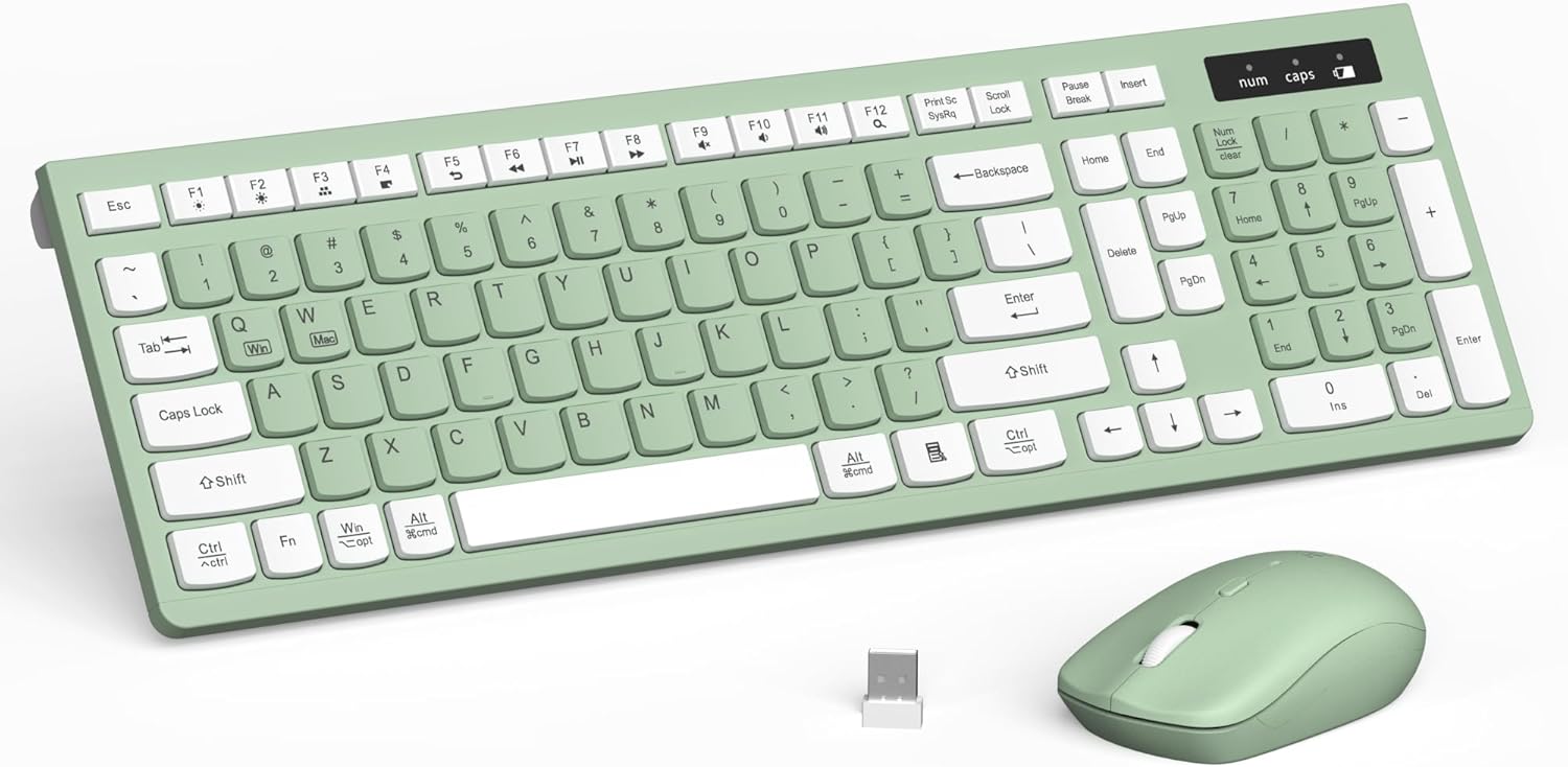 Wireless Keyboard and Mouse Set — Mint Green