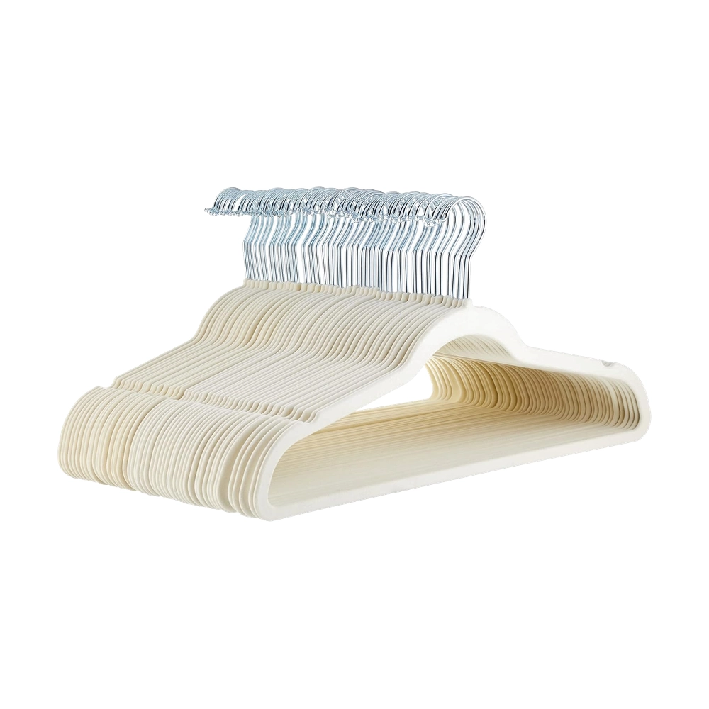 Premium Ivory Velvet Hangers - Non-Slip Space-Saving Design