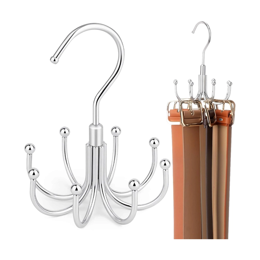 Chrome Swivel Belt Hanger - 360° Rotating Closet Organizer