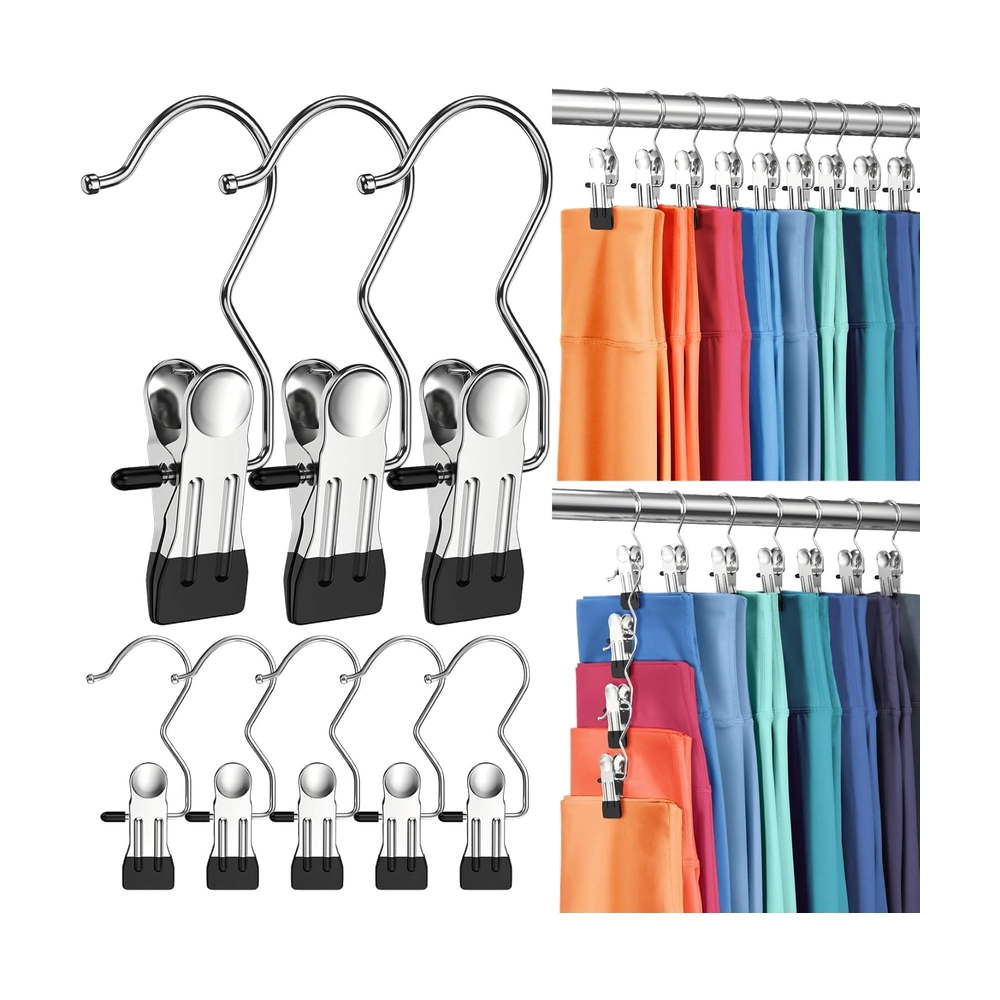 Rotating Metal Skirt Hangers - 20-Pack Black Non-Slip Clips