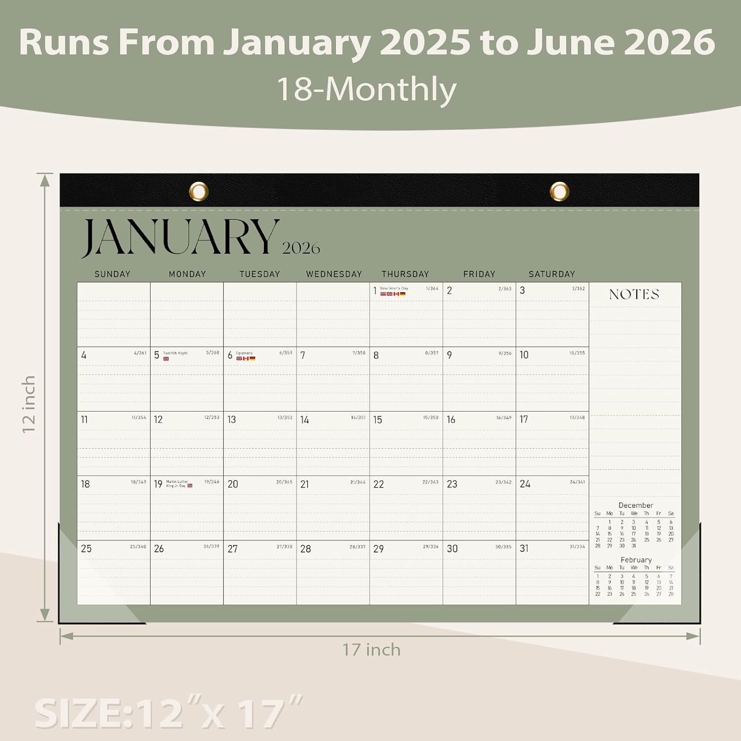 Large 2025-2026 Desk Pad Calendar - Hình 2