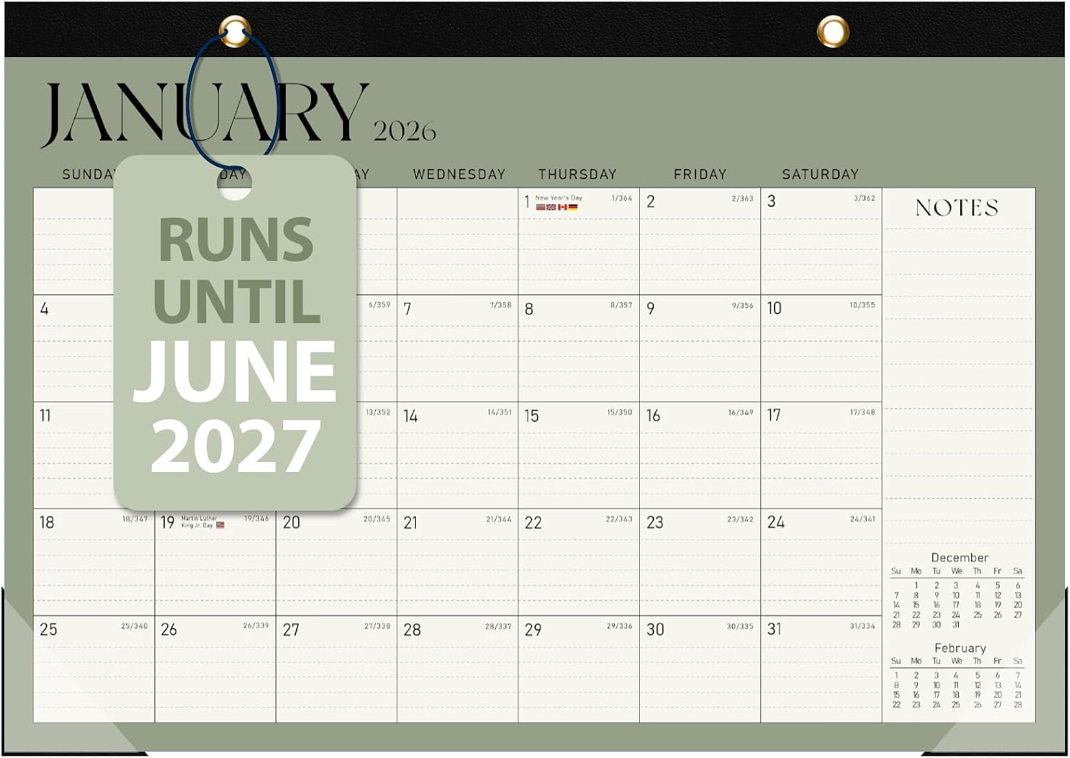 Large 2025-2026 Desk Pad Calendar - 18-Month Planner