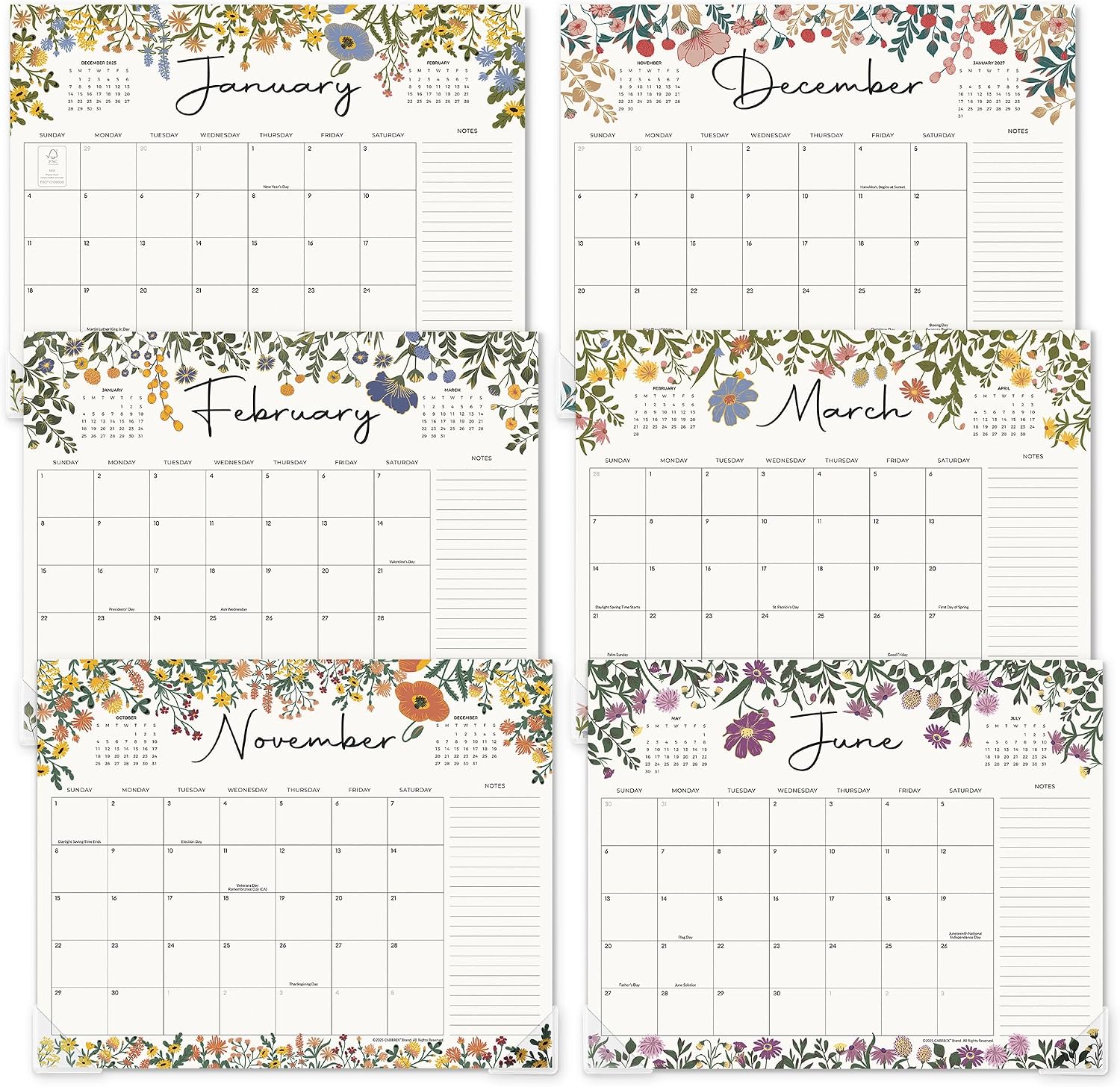 Chic 2025-2026 Floral Desk Pad Calendar - Hình 2