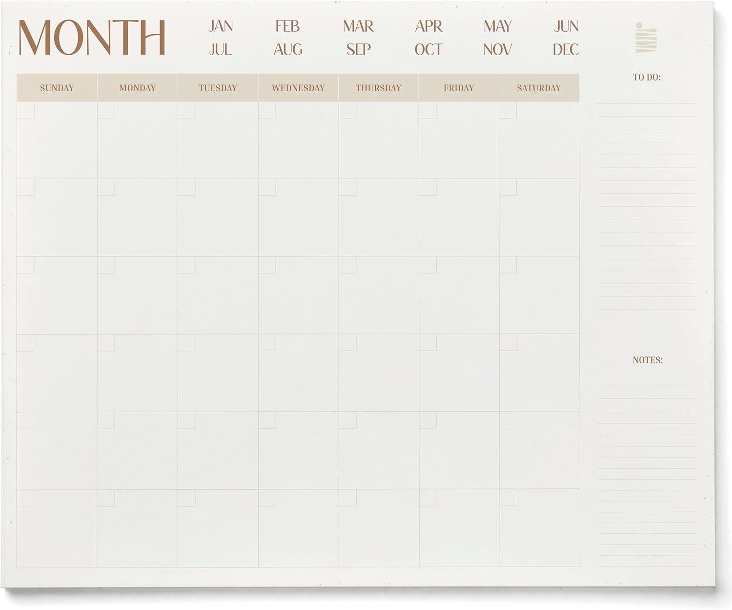 Undated Monthly Desk Pad Calendar - Minimalist Large Planner