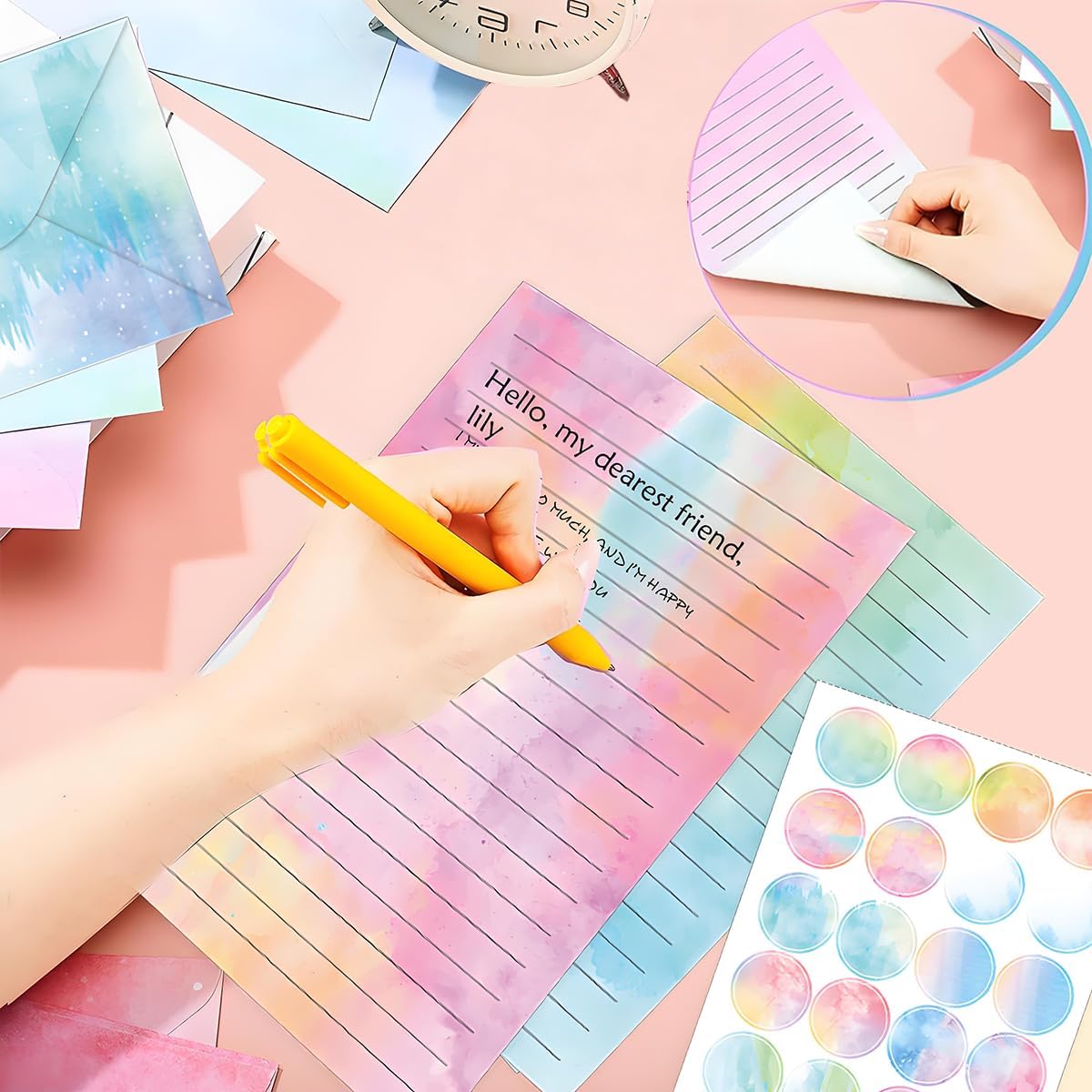 Watercolor Gradient Stationery Set - Hình 5