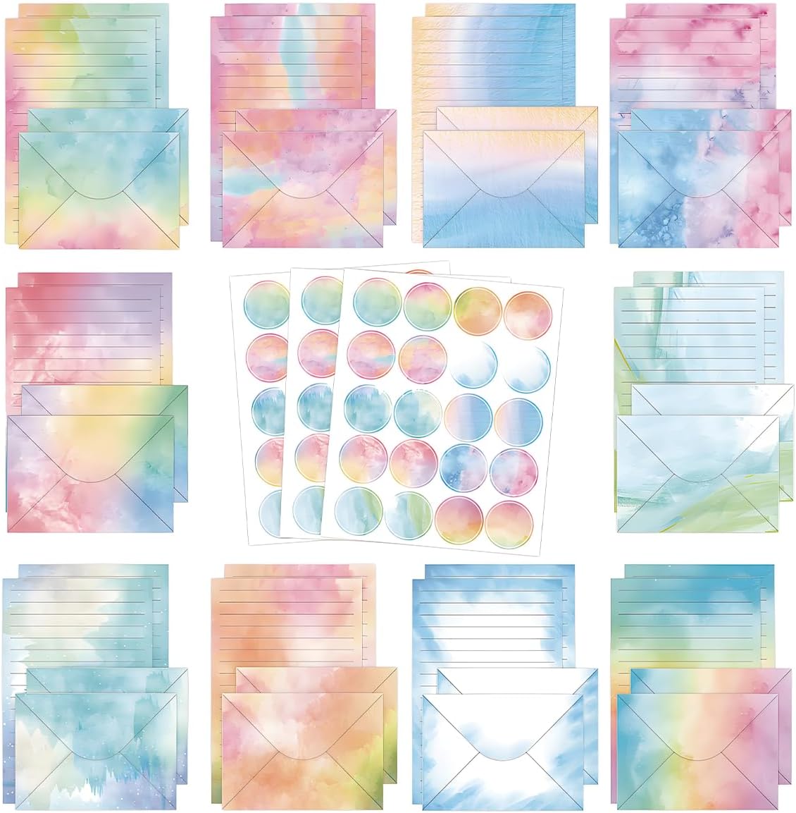 Watercolor Gradient Stationery Set