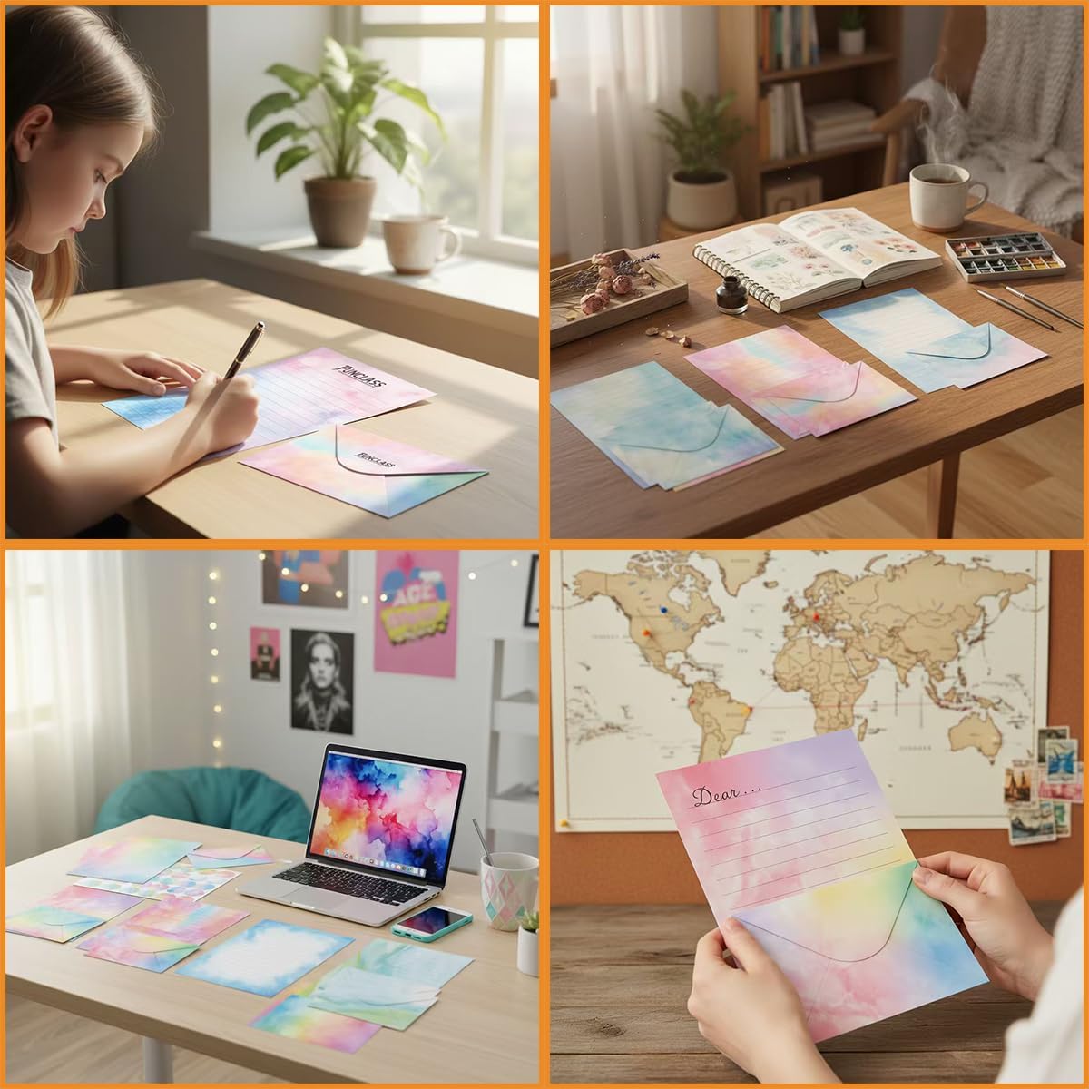Watercolor Gradient Stationery Set - Hình 6