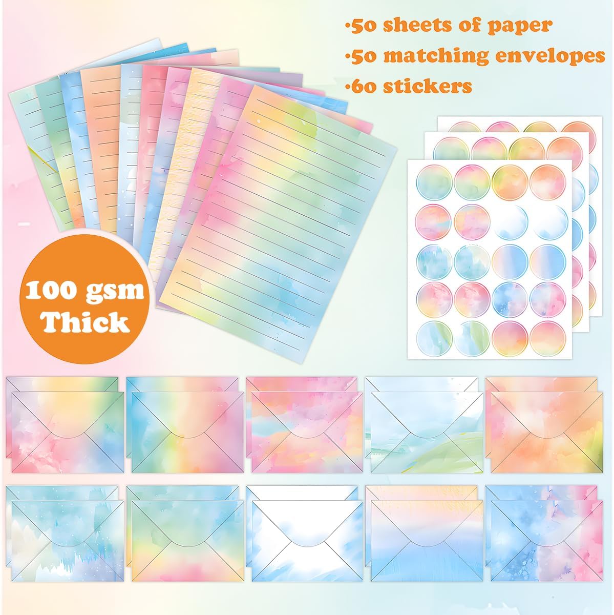 Watercolor Gradient Stationery Set - Hình 4