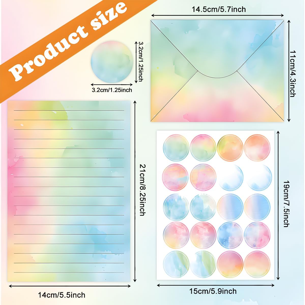 Watercolor Gradient Stationery Set - Hình 2