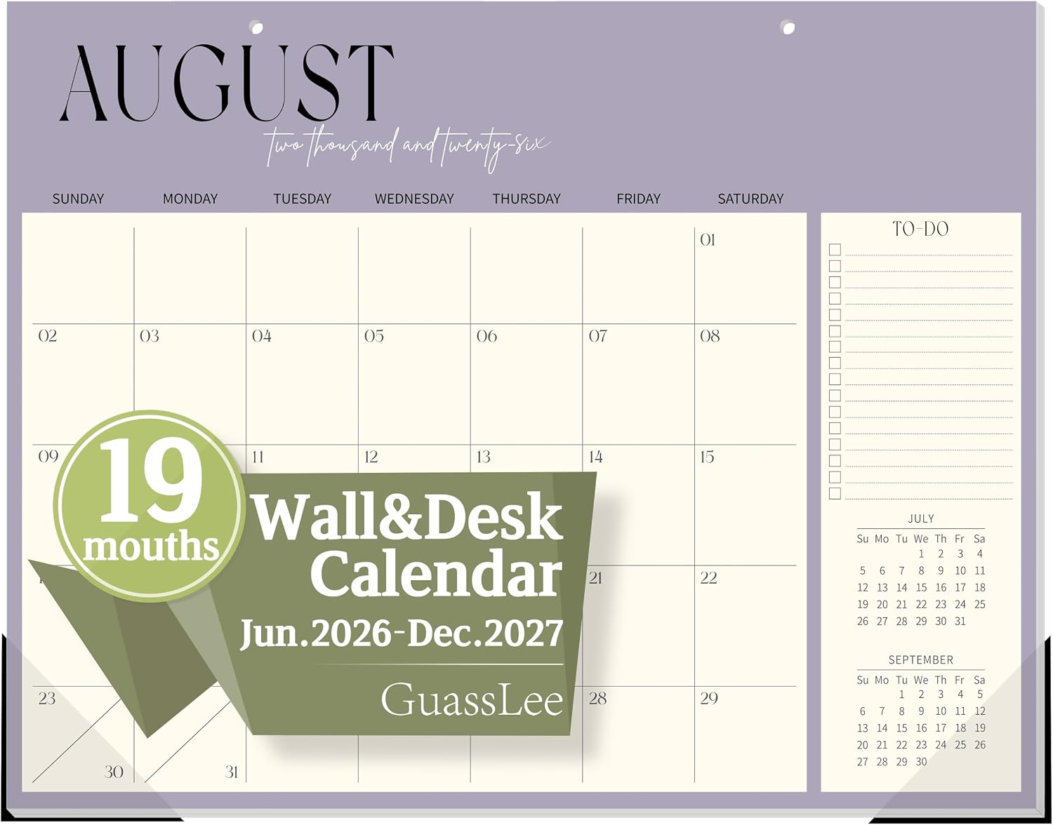 GuassLee 2026-2027 Monthly Desk Wall Calendar