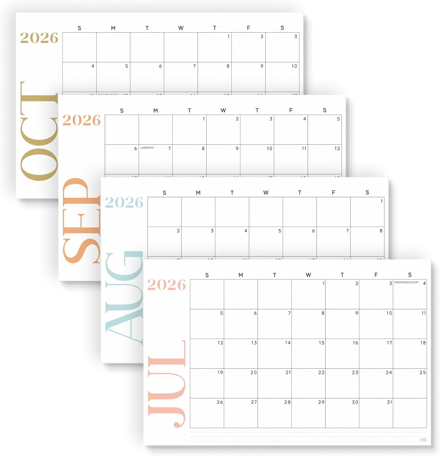 Vibrant 18-Month Desk Calendar