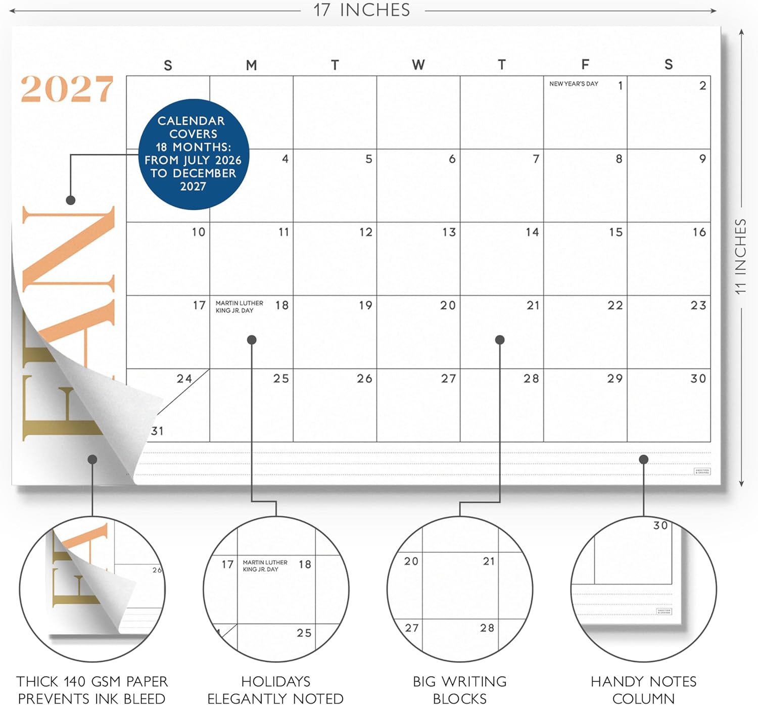 Vibrant 18-Month Desk Calendar - Hình 2