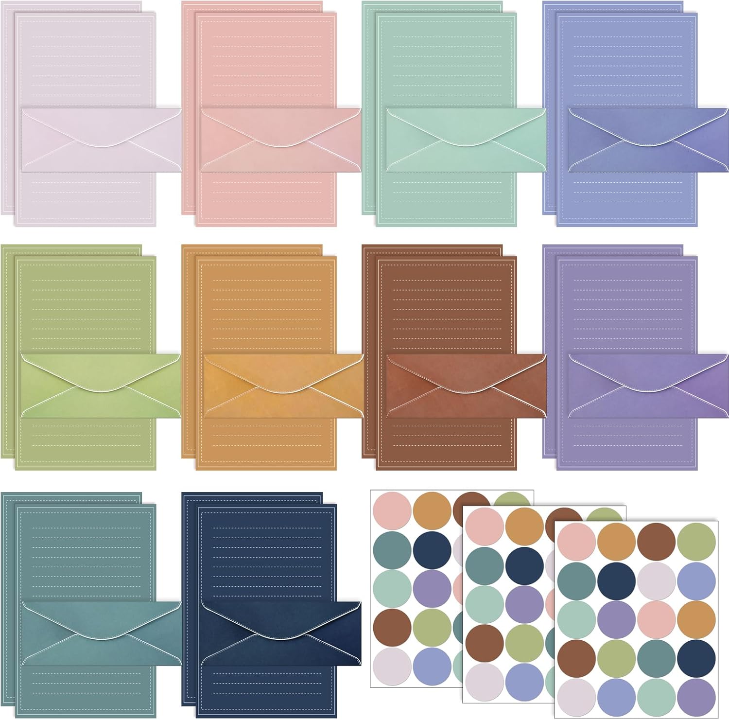 Morandi Pastel Writing Paper Set - Morandi Pastel Lined Writing Paper