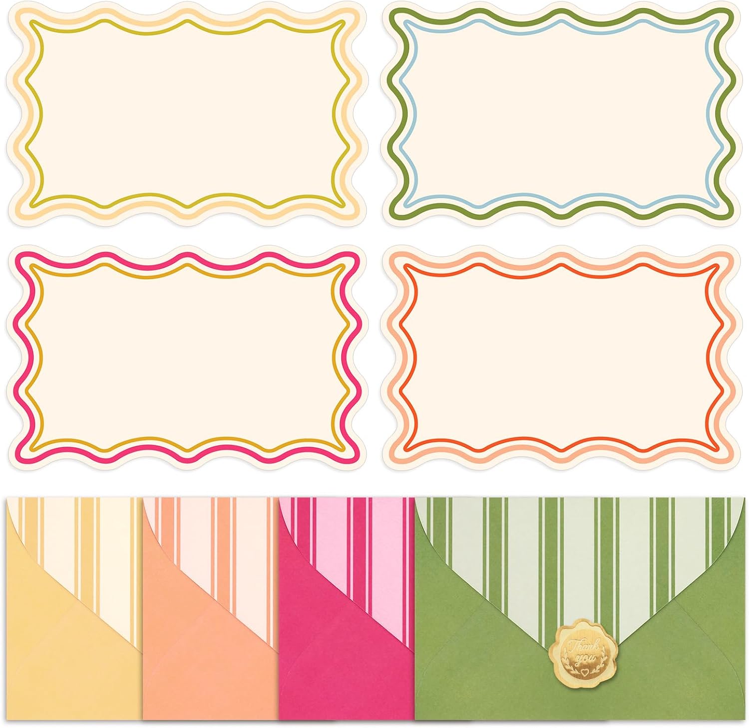 Decorative Border Stationery & Envelope Set - Pastel Hues