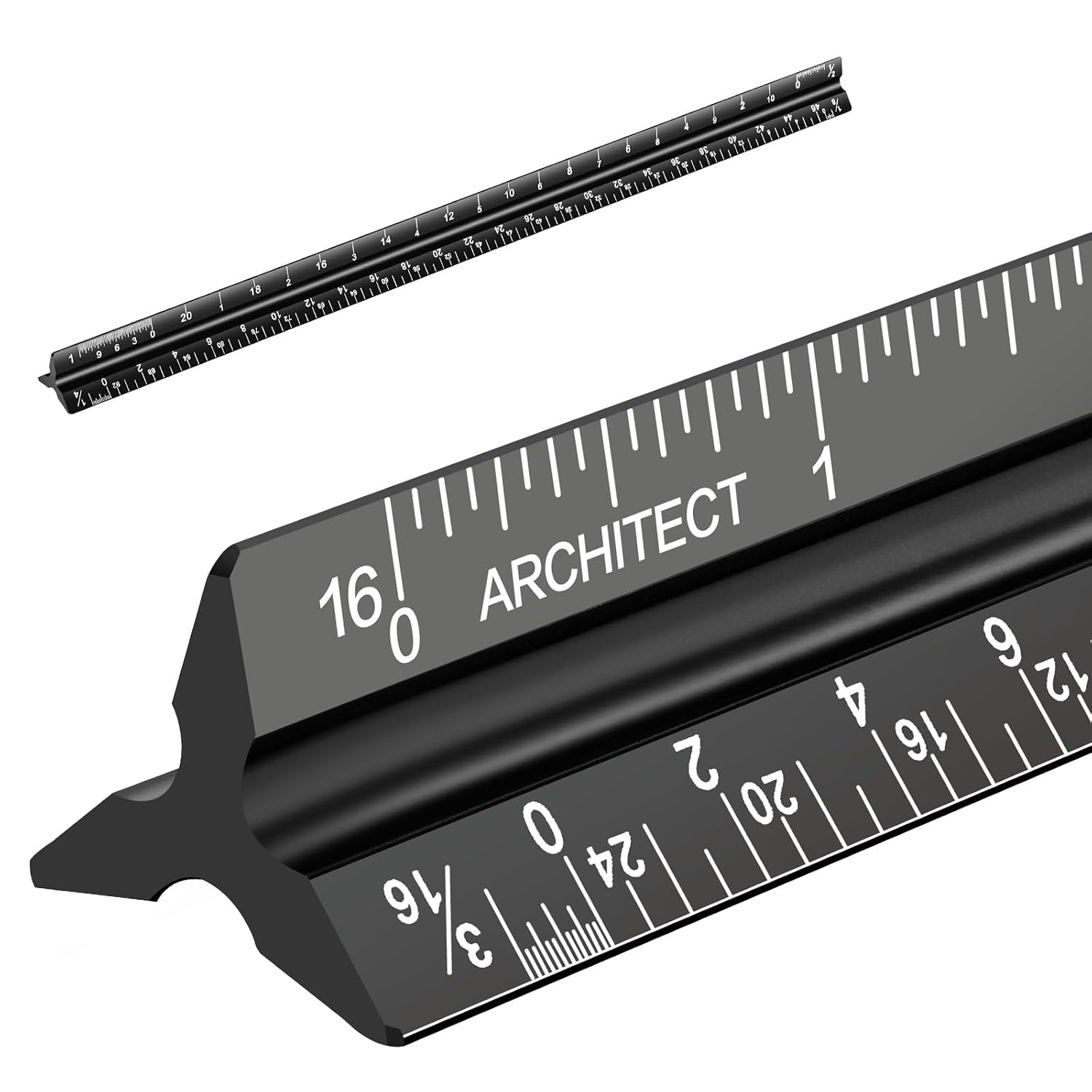 Black Aluminum Architect Scale Ruler – Professional – 30 cm