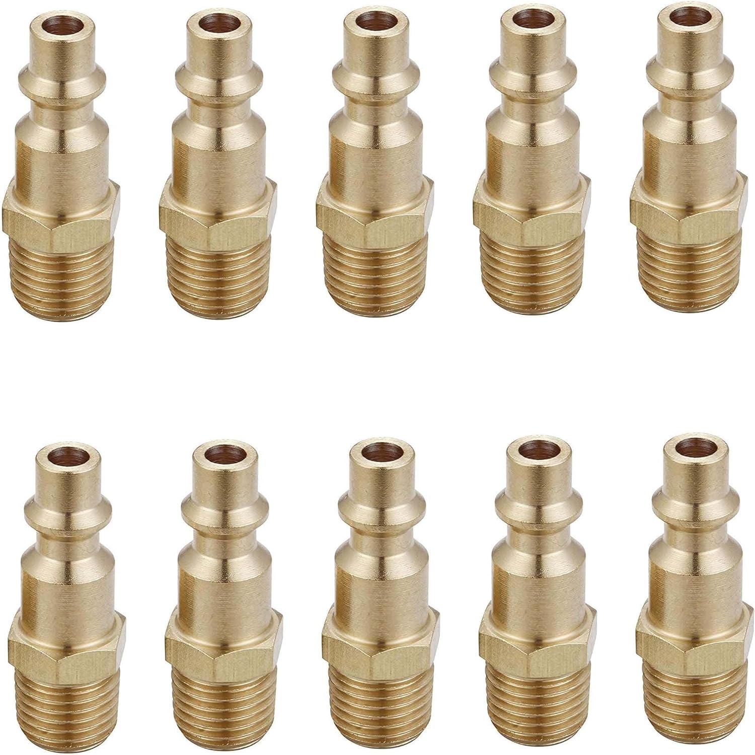 Brass Quick Connect Air Coupler Plugs – 10 Pack