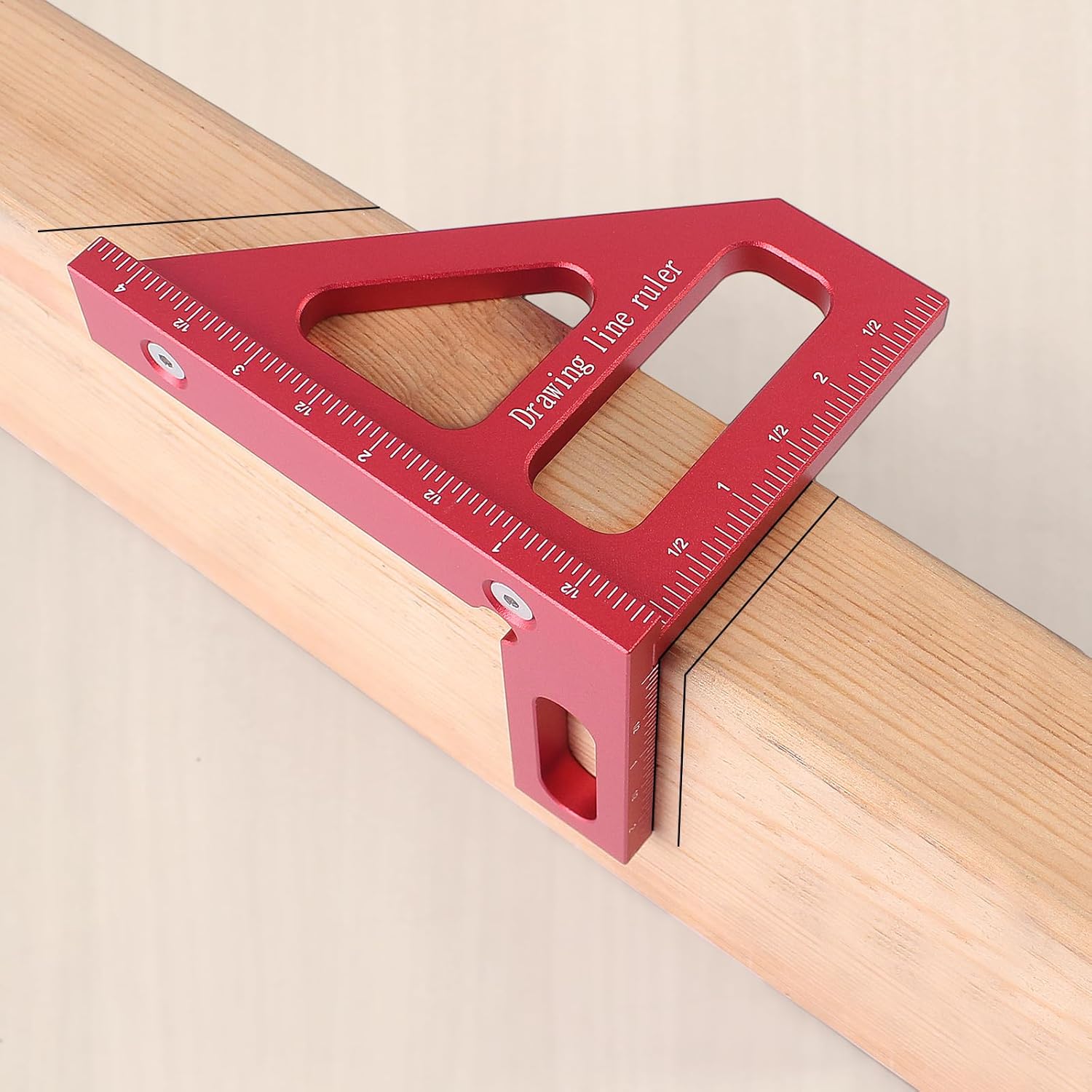 Red Aluminum Triangle Layout Square – Woodworking Marking Tool