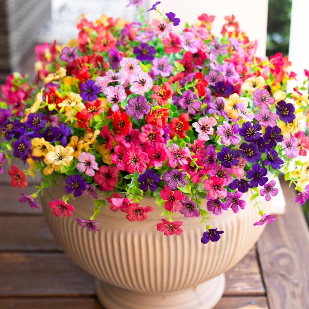UV Resistant Faux Outdoor Flowers – 12 Bundles – Mixed Colors — image 9
