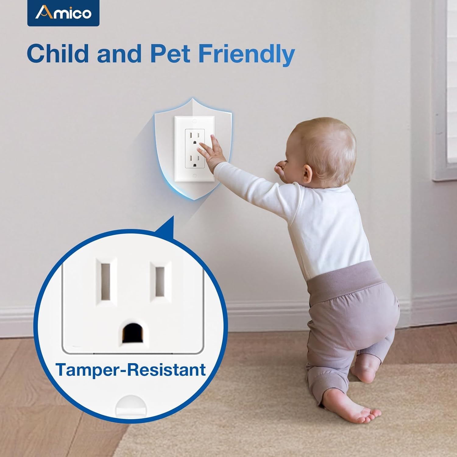 Amico 15A Tamper Resistant Duplex Outlet – photo 4