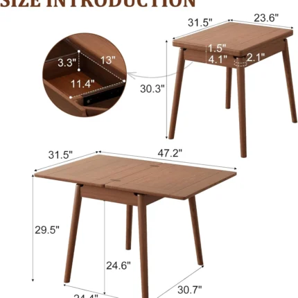Compact Solid Wood Drop Leaf Dining Table - Hình 2