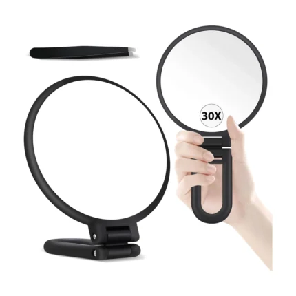Portable 30X Magnifying Mirror Black