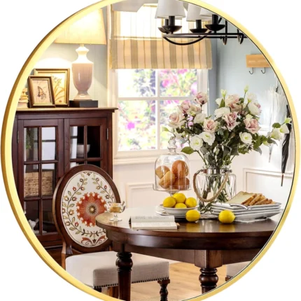 Elegant Round Gold Wall Mirror - Hình 2