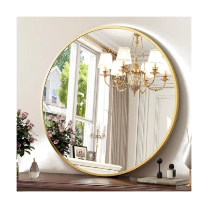 Elegant Round Gold Wall Mirror