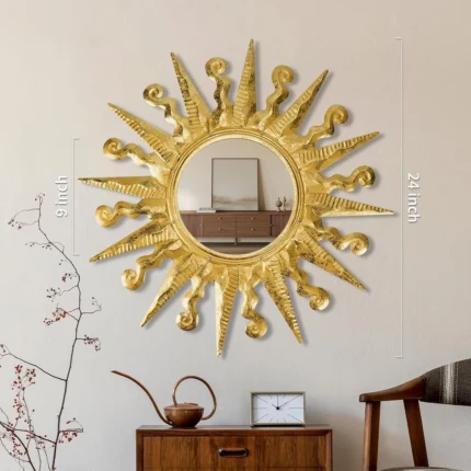 Gilded Sunburst Wall Mirror - Hình 2