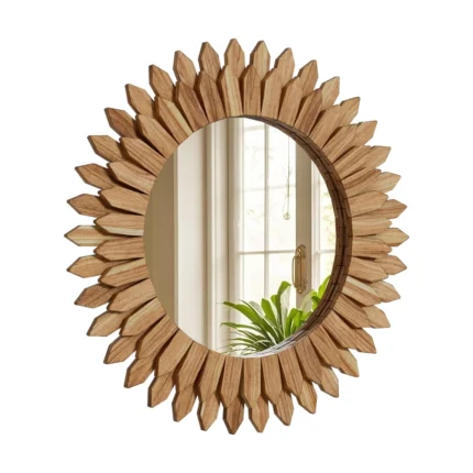 Boho Chic Wood Sunburst Wall Mirror
