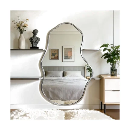 Abstract Silver Wavy Mirror