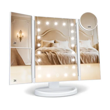 LED Lighted Tri-Fold Makeup Mirror