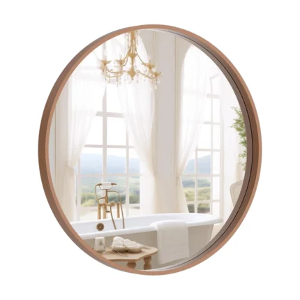 Classic Round Wood Frame Mirror