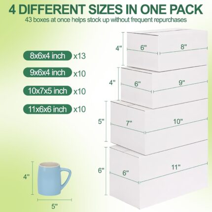 Assorted White Corrugated Shipping Boxes – 4 Sizes, 43 Pack — image 2
